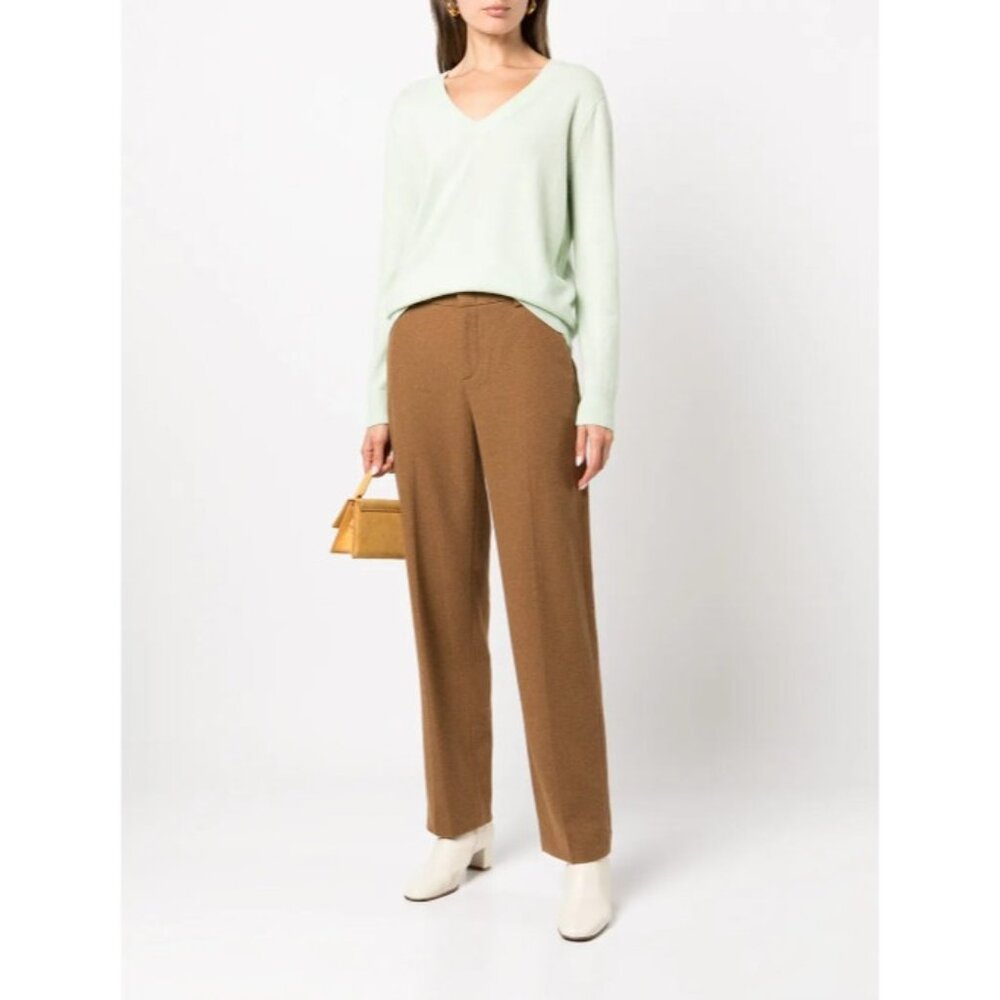 Vince Women's Brown Flannel Straight Leg Wool Blend Pants SZ 6 NEW $395